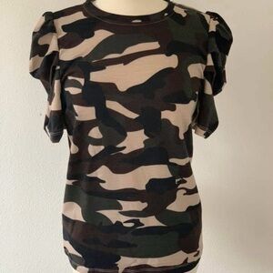 Hayden Camouflage Puff Sleeve Top
